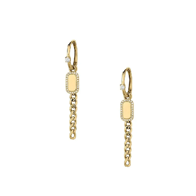 women wedding earrings -DIAMOND CHAIN LINK DROP EARRINGS