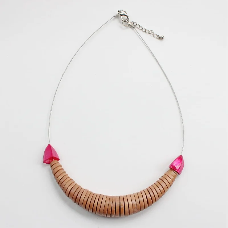 women intertwined necklaces -Tan Delicate Wooden Necklace by Sylca