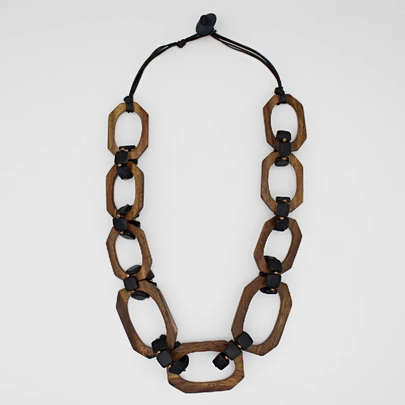 women elegant chain necklaces -Brown Paz Link Necklace