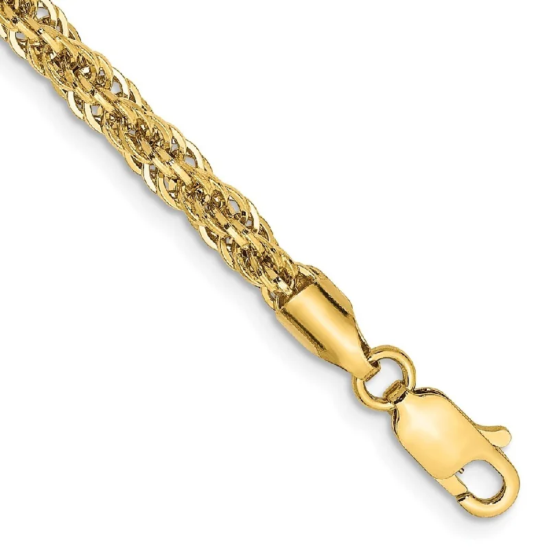 women twisted bangles and bracelets -14k Yellow Gold 3.3mm D/C Semi-Solid Chain Bracelet, 7"