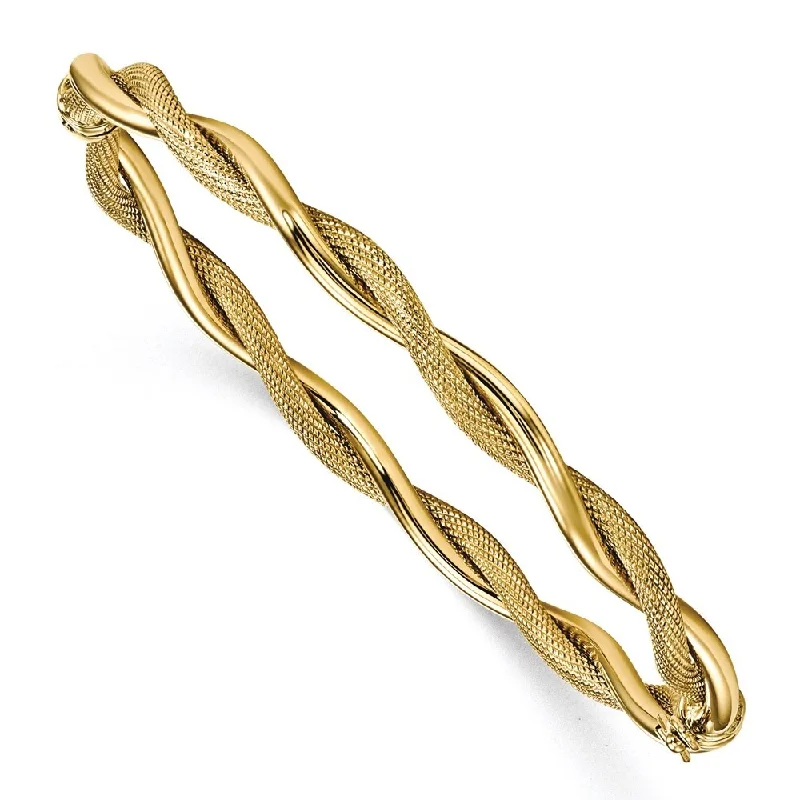 women classic bangles and bracelets -14k Yellow Gold 5mm & Textured Twist Bangle Bracelet