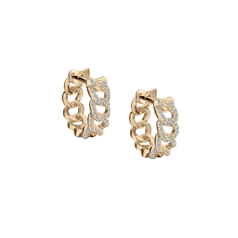 women custom design earrings -DIAMOND HUGGIE LINK EARRINGS