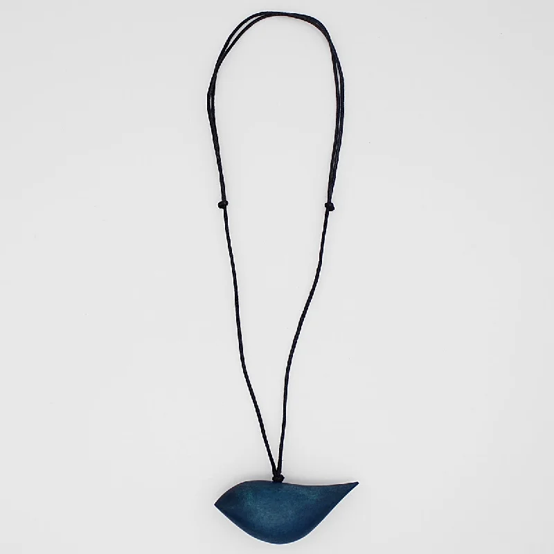 women bohemian necklaces -Navy Robin Pendant Necklace