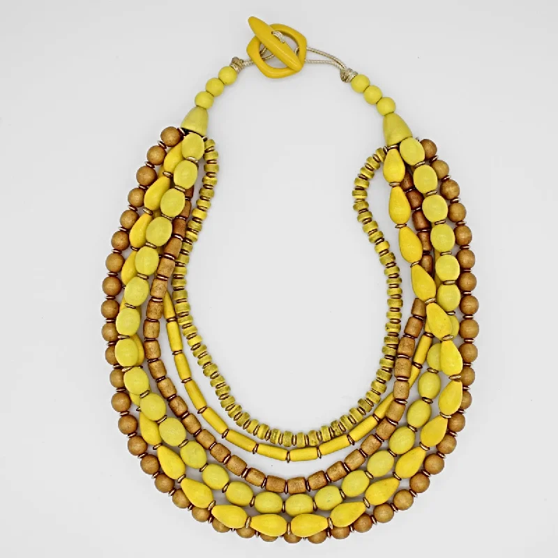 women multi-strand necklaces -Yellow Multi Strand Simone Necklace