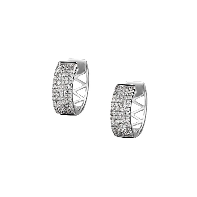 women fashion earrings -5 ROW PAVÉ DIAMOND HUGGIE EARRINGS