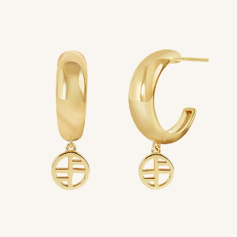 women silver drop earrings -Signature Hoops