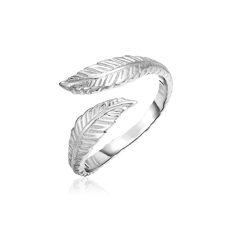 women multi-strand engagement rings -Sterling Silver Bypass Toe Ring with Leaves