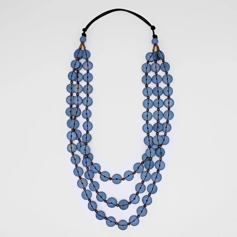 women diamond choker necklaces -Denim Blue Jacey Triple Strand Necklace