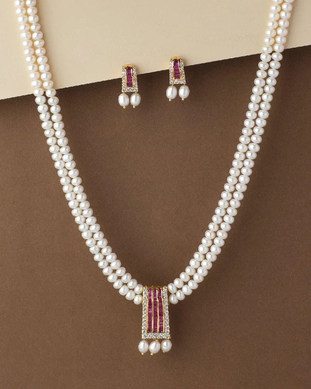 Custom necklaces for women -Beautiful Real Pearl Necklace Set