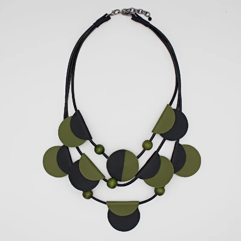 women vintage necklaces -Green Verona Leather Necklace