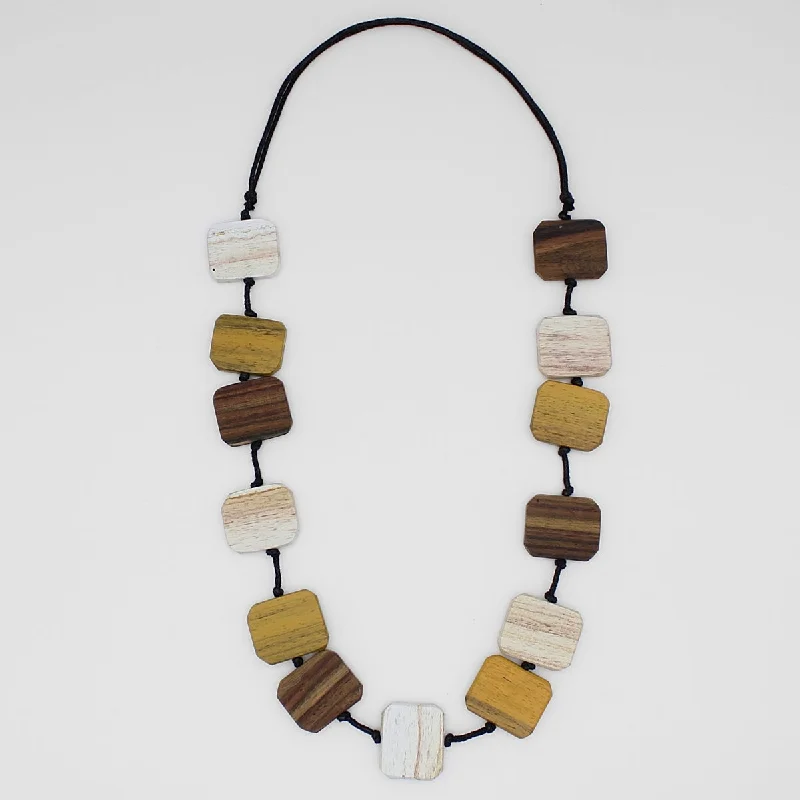 women delicate necklaces -Earth Toned Shelby Wood Necklace