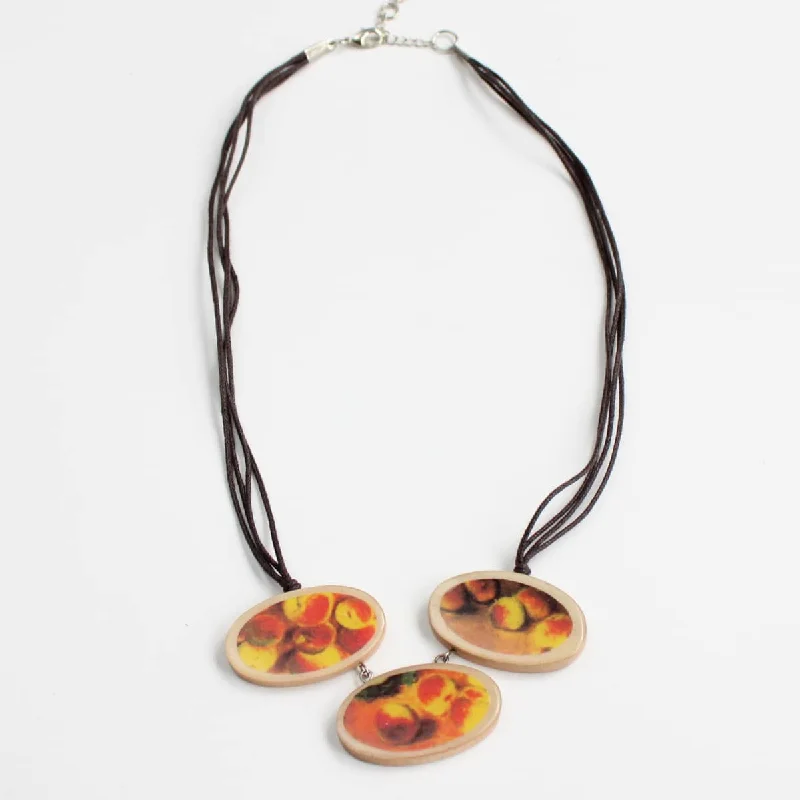 women vintage gold necklaces -Wooden Peach Trio Necklace