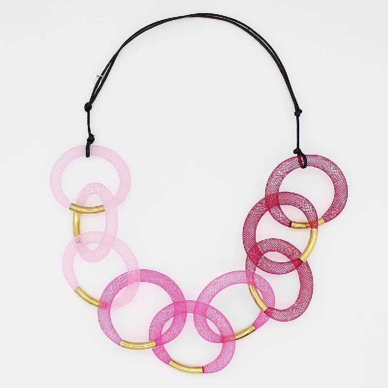 Gold necklaces for women -Pink Ombre Mesh Statement Necklace