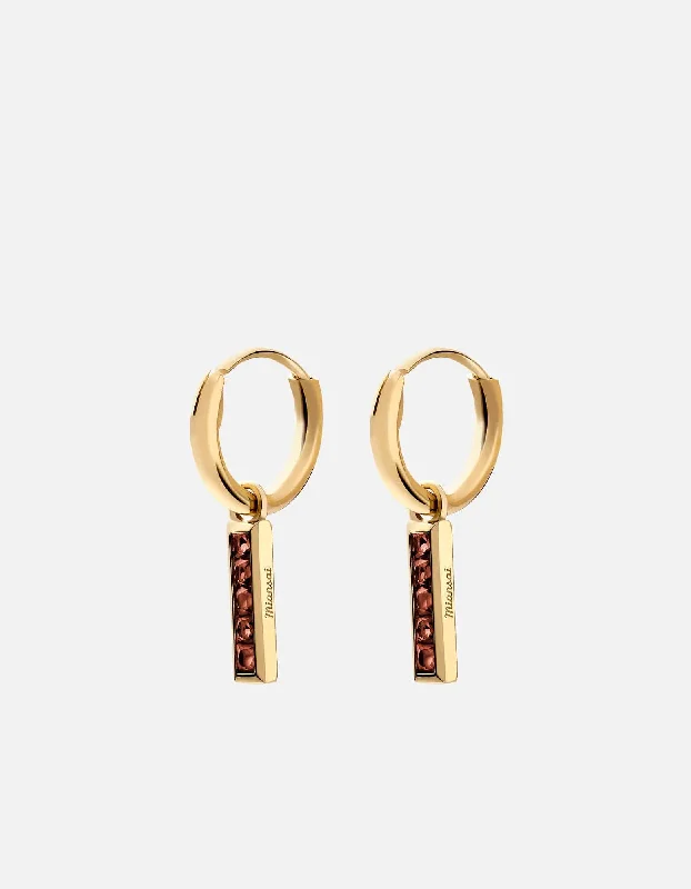 Hoop earrings for women -Totem Garnet Huggie Earrings, Gold Vermeil