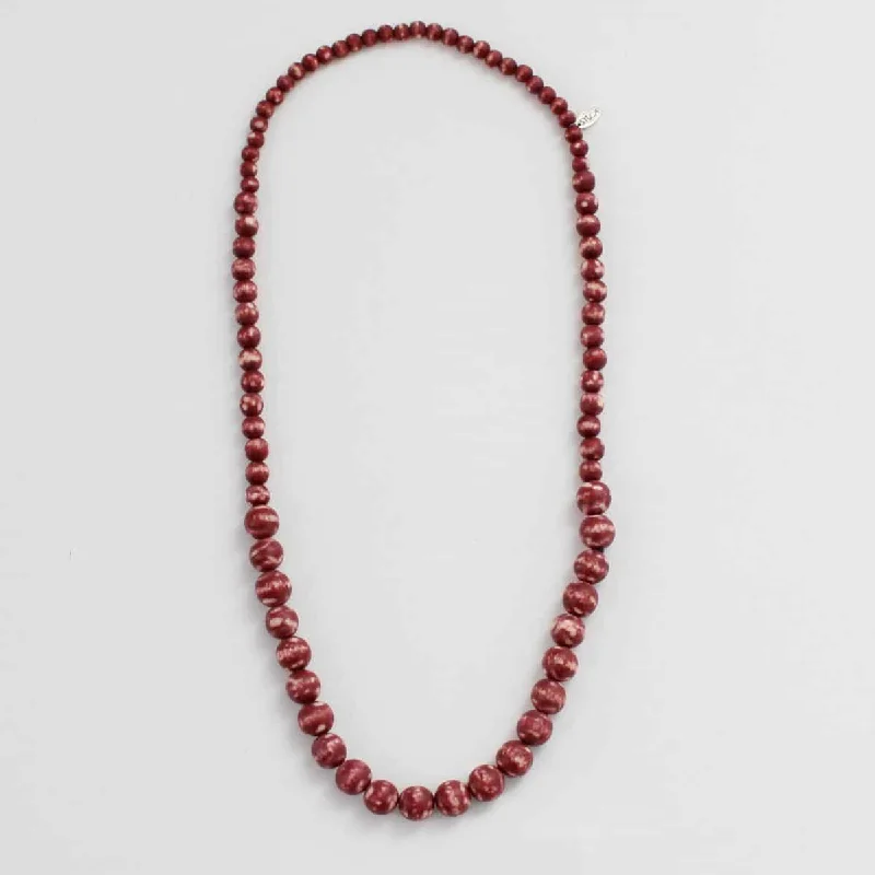 women diamond and gold necklaces -Red Marbled Beaded Zahara Necklace