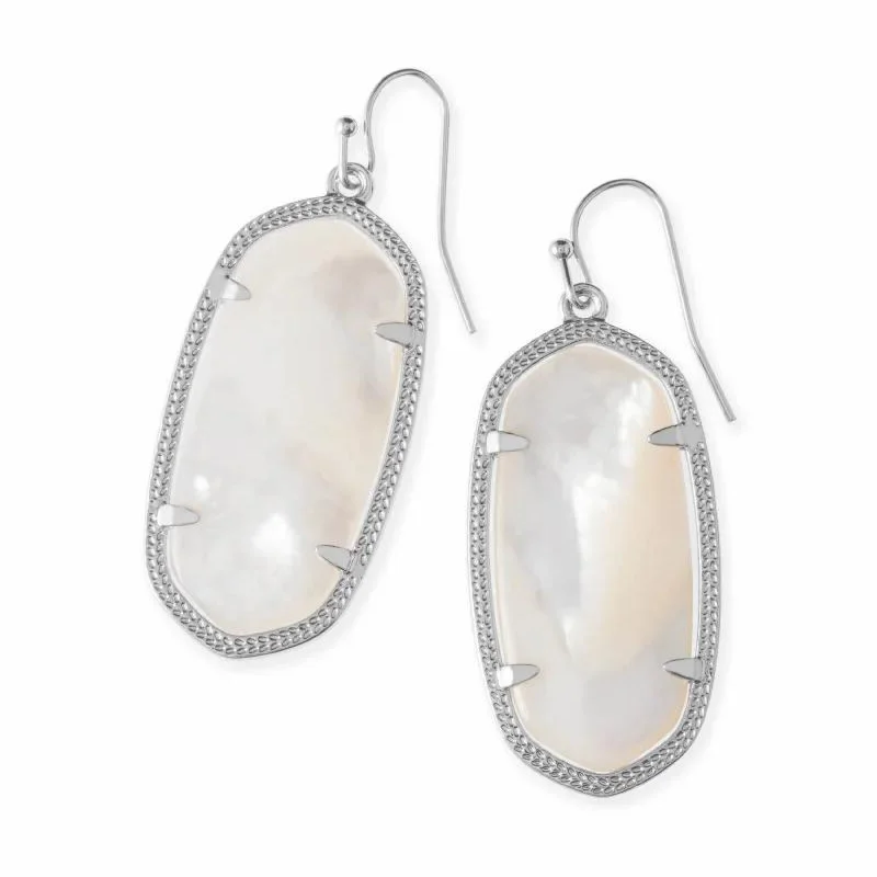 women statement earrings -Kendra Scott | Elle Silver Drop Earrings In Ivory Mother-Of-Pearl