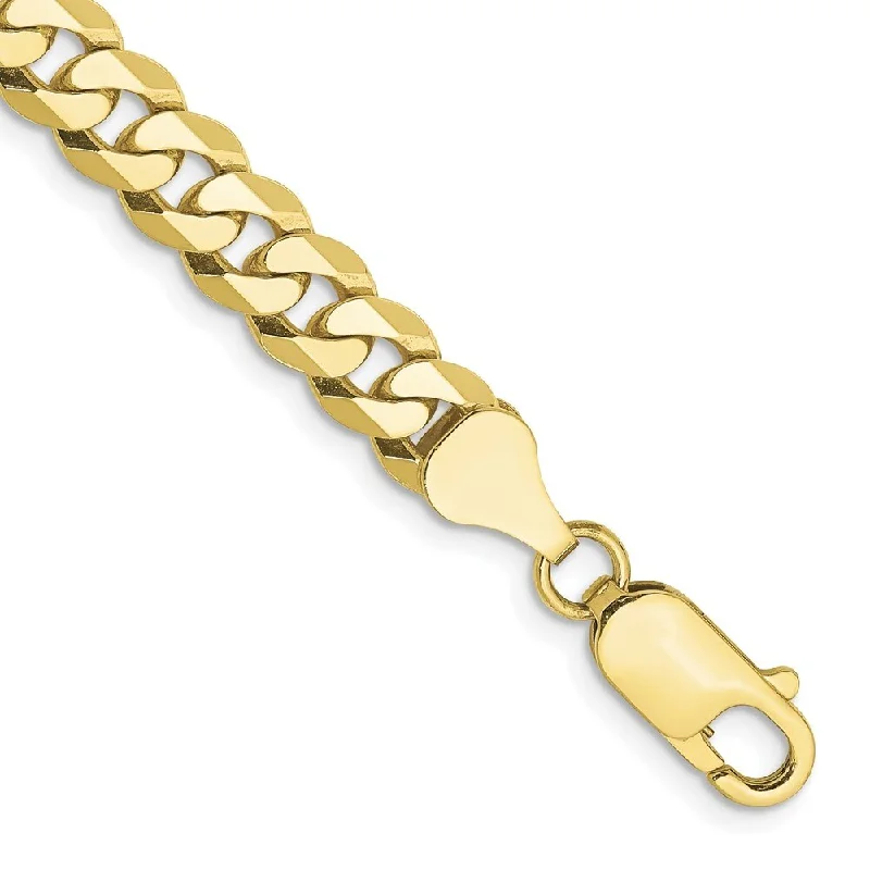 women oversized bangles and bracelets -10k Yellow Gold 6.25mm Flat Beveled Curb Chain Bracelet, 8"