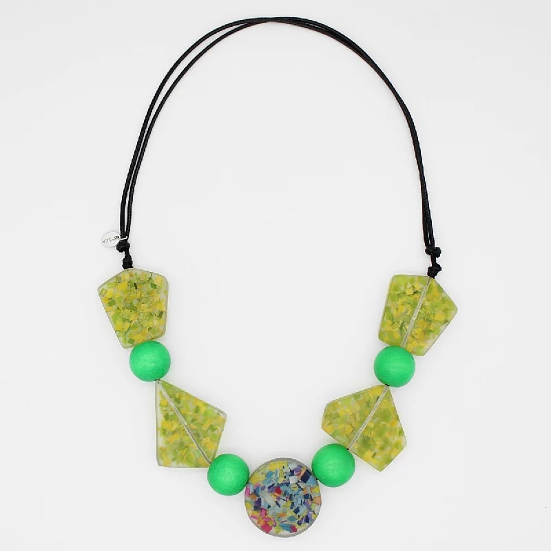 Custom necklaces for women -Green Geometric Confetti Necklace