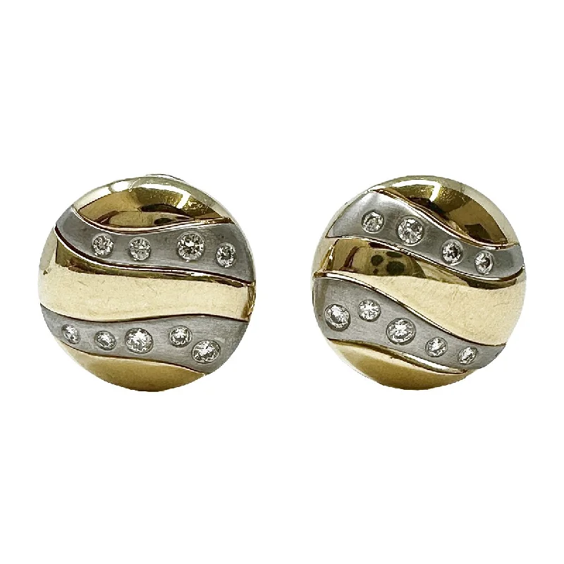 women custom-made earrings -18K Gold and Platinum Earclips with 18 Diamonds