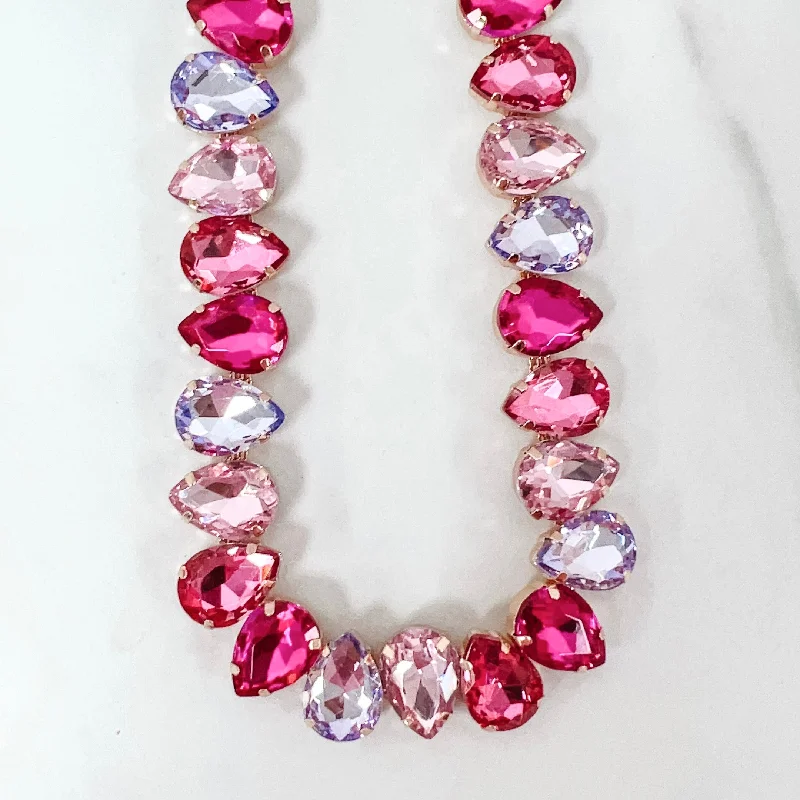 women diamond-studded necklaces -Fuchsia Radiance Necklace N27