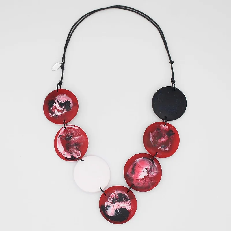 women sterling silver necklaces -Red Marble Resin Necklace