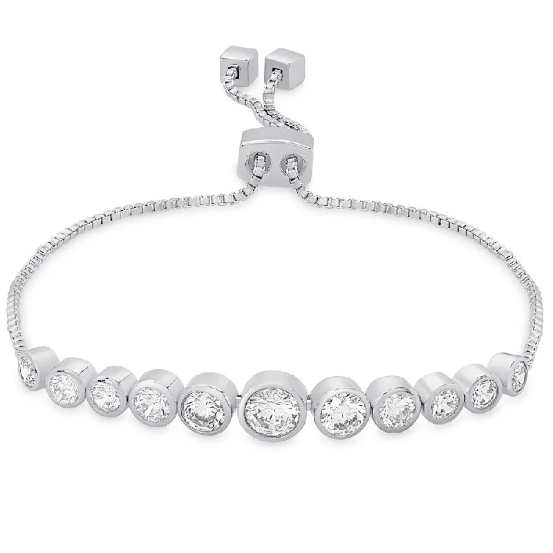 women classic bangles and bracelets -Victoria Townsend Silverplate Cubic Zirconia Adjustable Bracelet