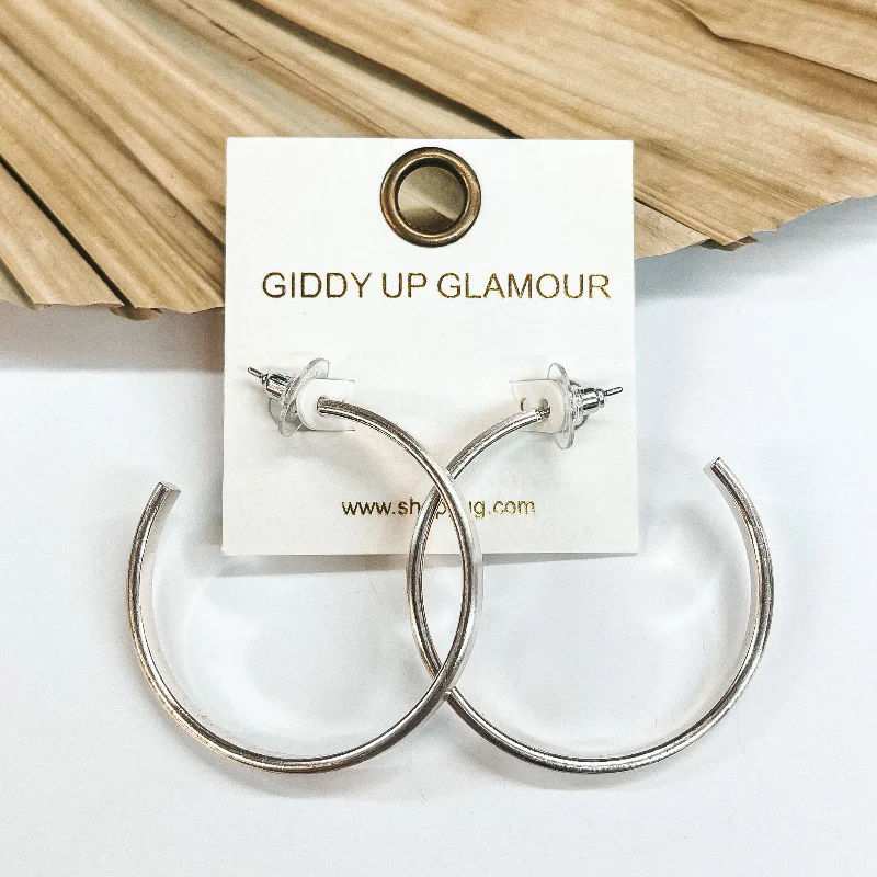 women heart-shaped hoop earrings -Sandbar Party Matte Silver Hoops