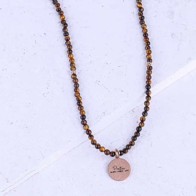 women multi-layered necklaces -MICRO GEMSTONE NECKLACE - TIGER EYE