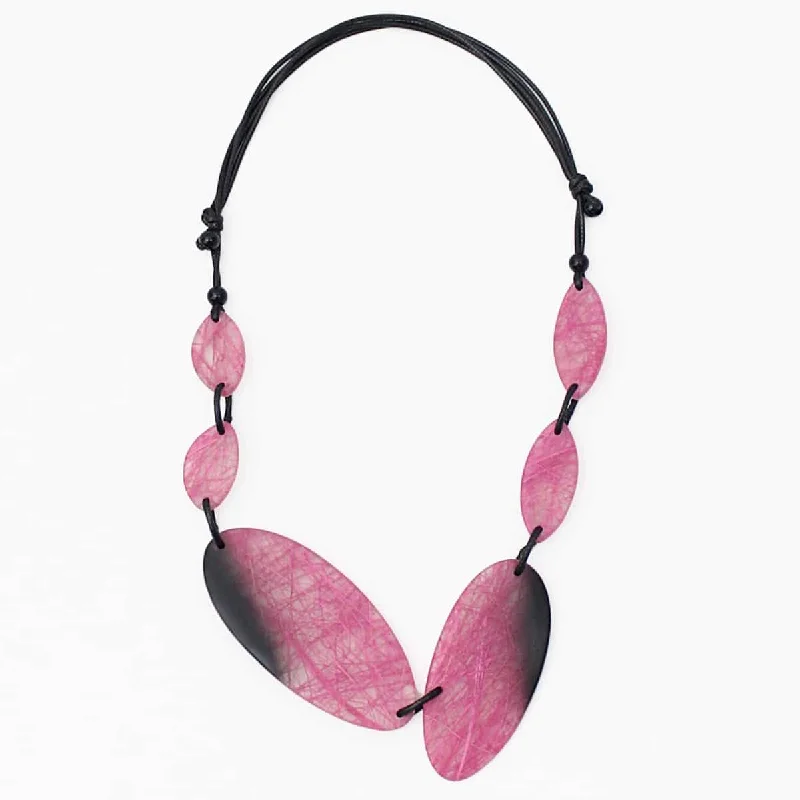 women large gemstone necklaces -Pink Frosted Wren Geometric Statement Necklace