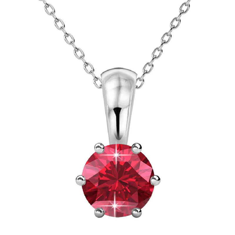 women vintage necklaces -July Birthstone Ruby Necklace 18k White Gold Plated Solitaire Necklace with 1CT Swarovski Crystal