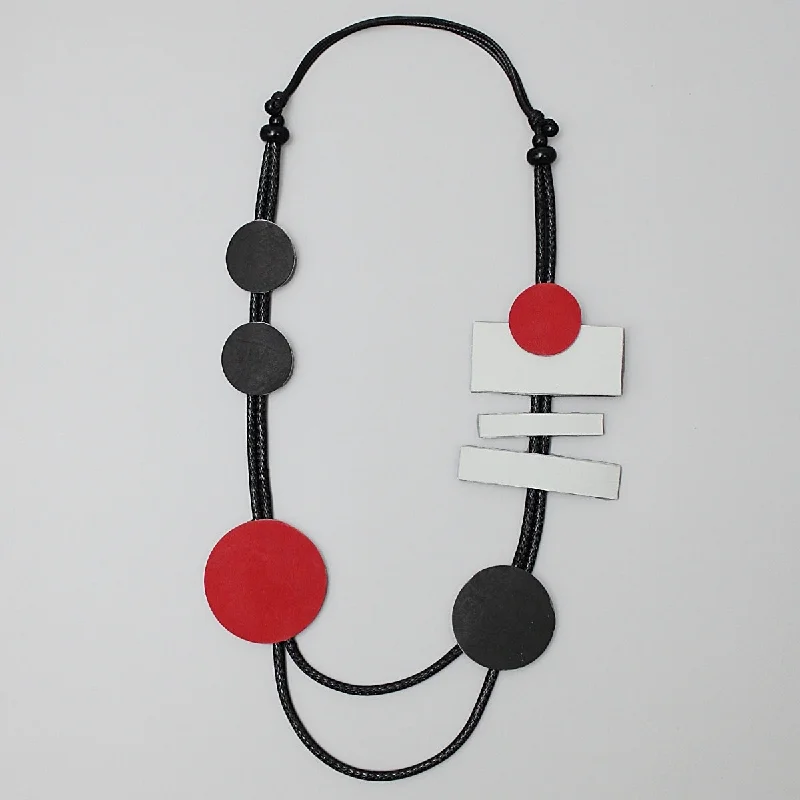 women charm necklaces -Red and Black Abstract Selma Necklace