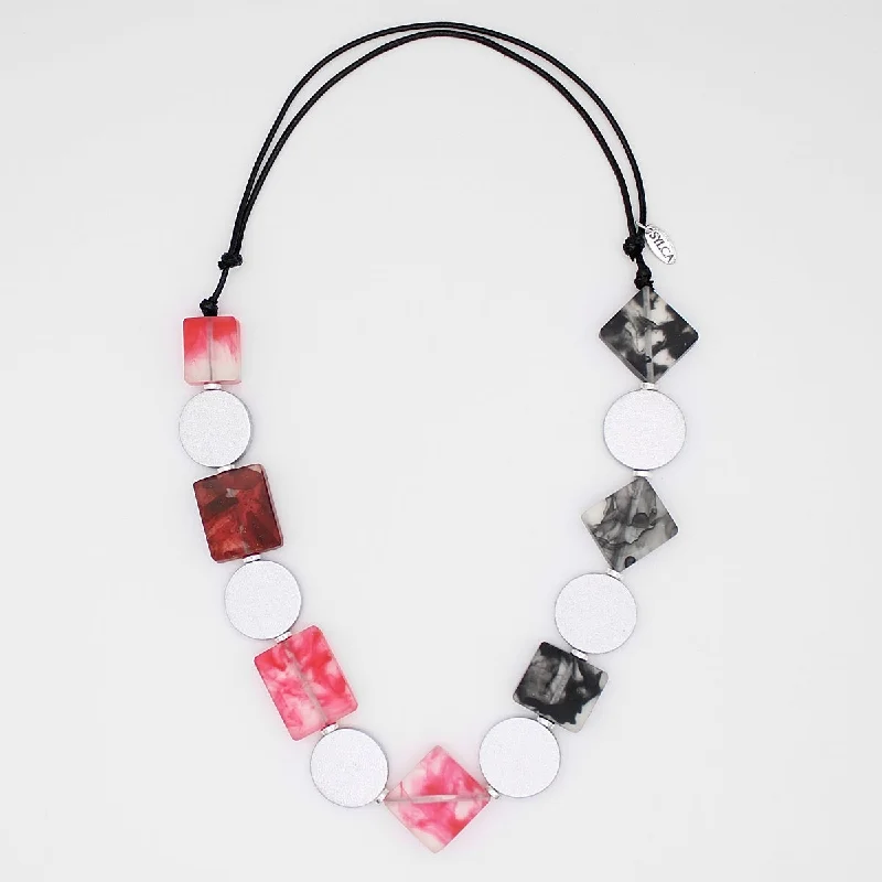 Diamond necklaces for women -Frosted Red and Black Swirl Necklace