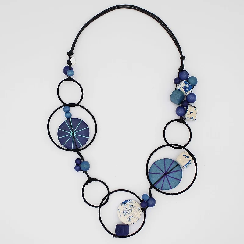 women birthstone necklaces -Blue Hayden Disk Necklace