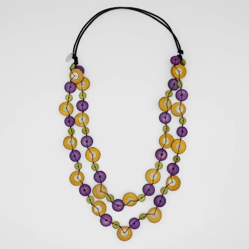 women crescent moon necklaces -Purple and Mustard Tatum Double Strand Necklace