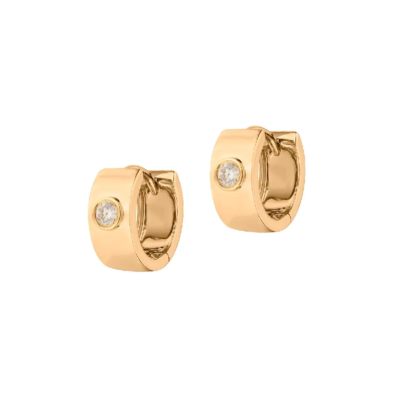 Pearl earrings for women -SINGLE DIAMOND HUGGIE STYLE EARRINGS