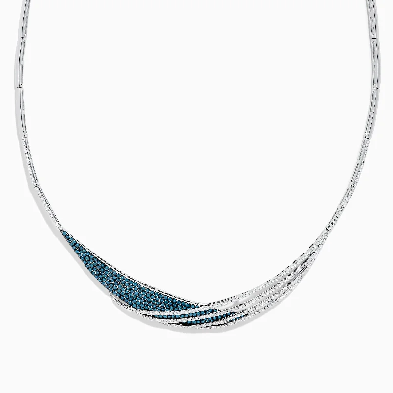 Silver necklaces for women -Bella Bleu 14K White Gold Blue and White Diamond Necklace