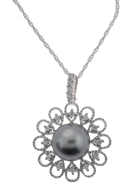 women layered gold necklaces -Burst Tahitian Pearl Necklace (SKU: 192641)