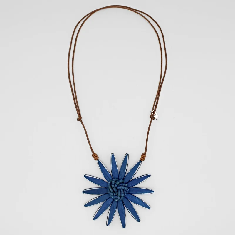 women layered necklaces -Blue Amaya Flower Statement Necklace