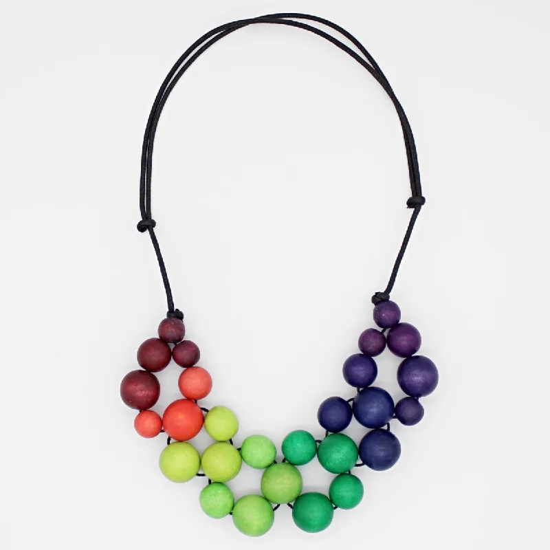 women gold-plated necklaces -Multi-Color Ombre Beaded Necklace