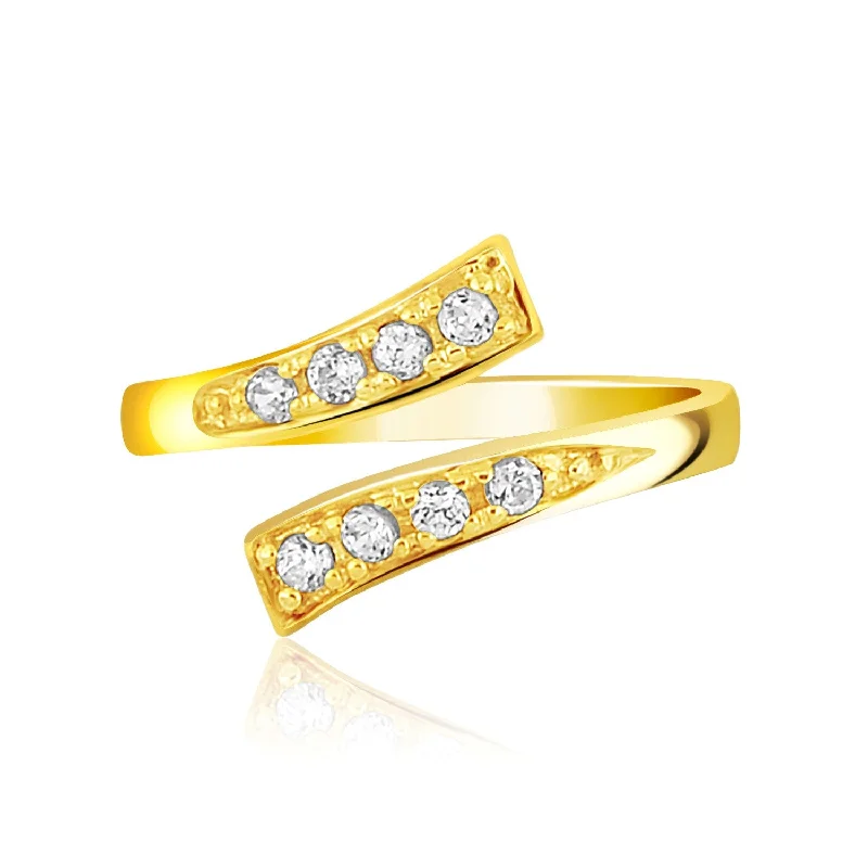 women twisted engagement rings -14k Yellow Gold Contemporary Cubic Zirconia Accented Toe Ring