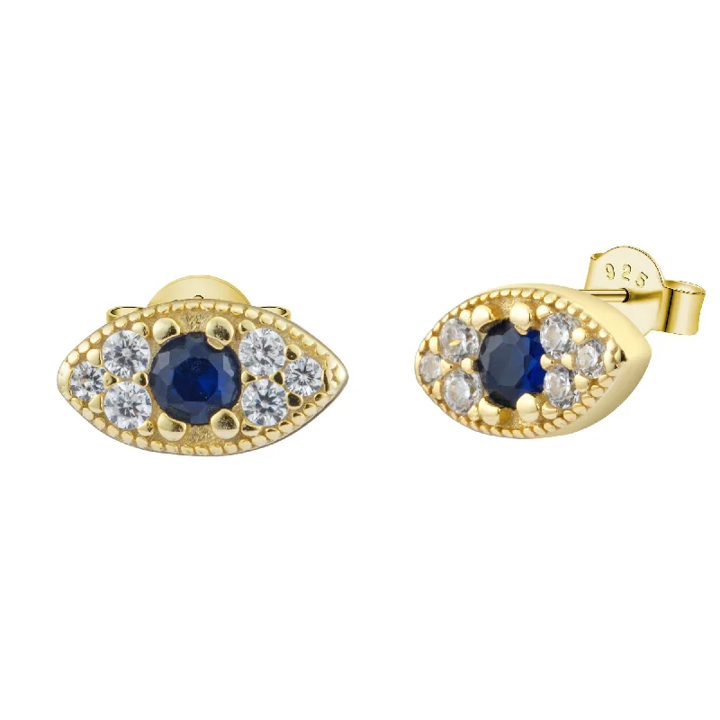 women jade earrings -Gold Dainty Evil Eye Crystal Pave Stud Earrings