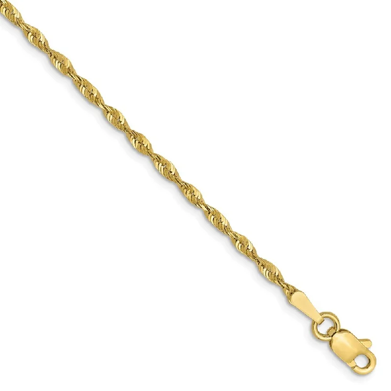 women leather bangles and bracelets -Leslie's 10k Yellow Gold 1.8mm Diamond-Cut Lightweight Rope Chain Bracelet, 7"