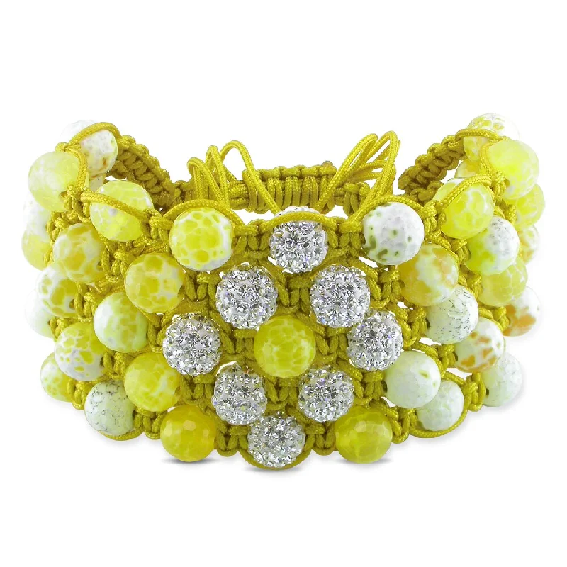 women multi-color bangles and bracelets -Miadora Yellow Agate and White Cubic Zirconia Bracelet