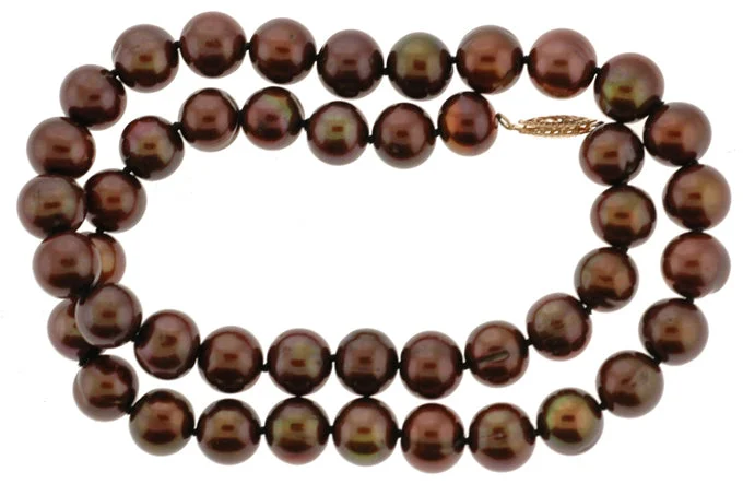 women bohemian necklaces -18" Chocolate Potato Pearl Necklace (SKU: 190283)