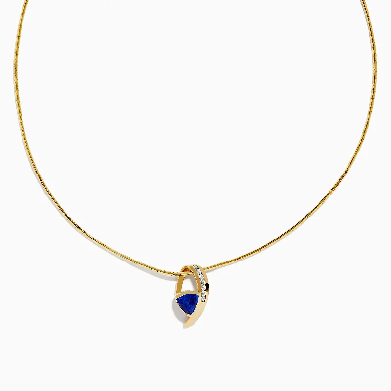 women minimalistic necklaces -Nahla Siri 14K Yellow Gold Tanzanite and Diamond Necklace