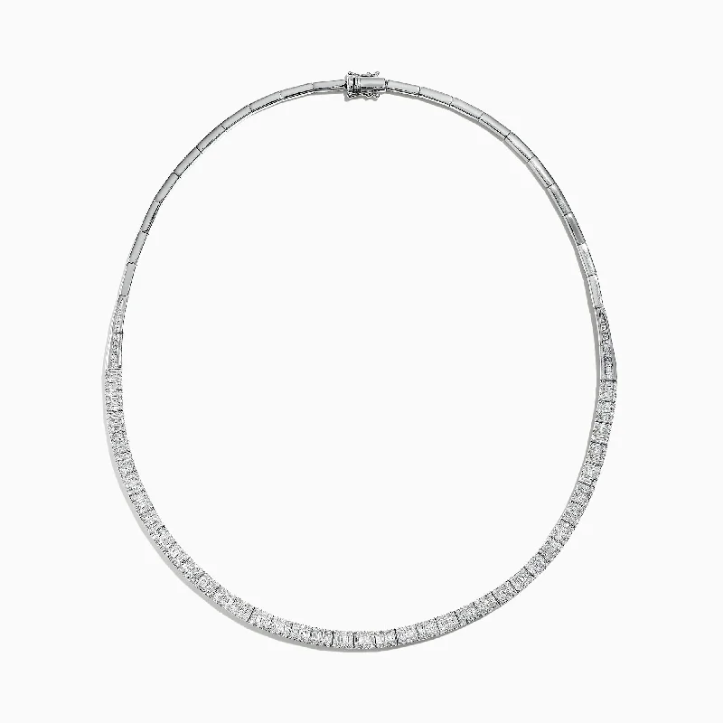 women vintage necklaces -Classique 14K White Gold Diamond Collar Necklace 3.12 TCW