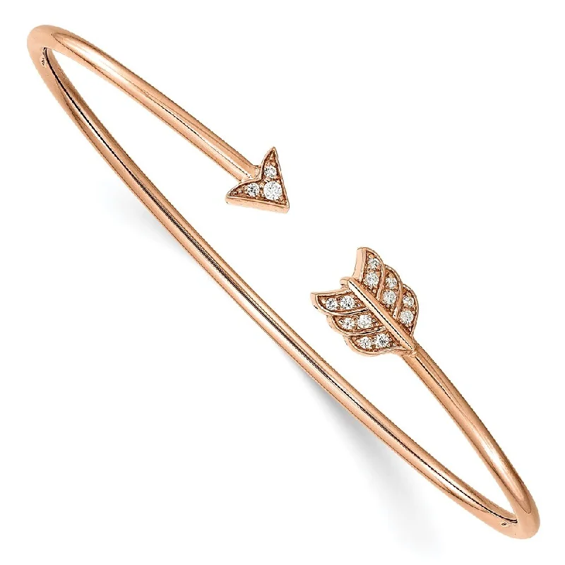 women gemstone bangles and bracelets set -14k Rose Gold Diamond Arrow Cuff Bangle Bracelet, 7" (W-2mm)