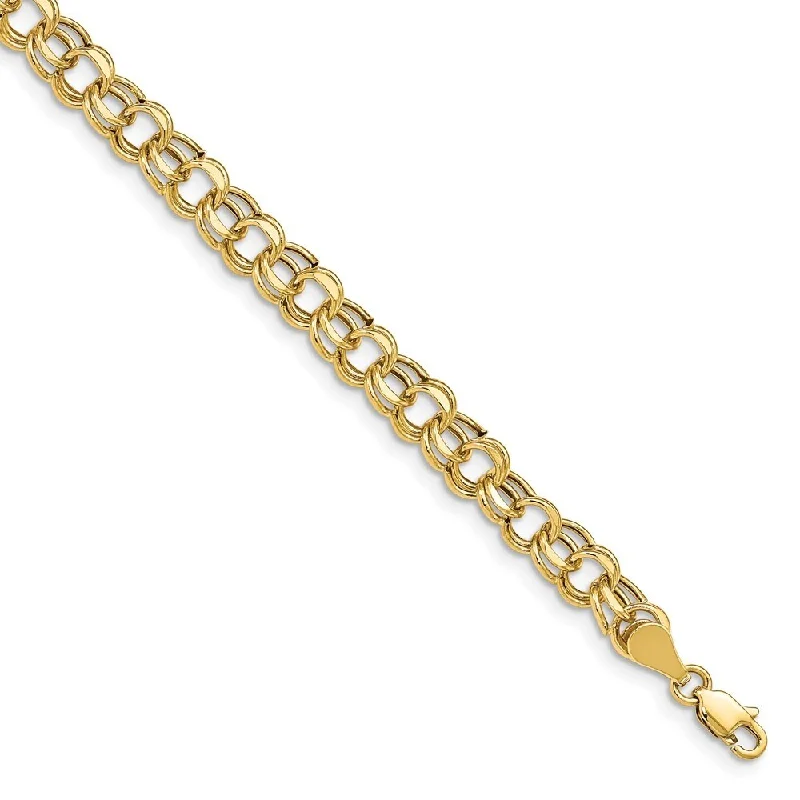 women statement bangles and bracelets -14k Yellow Gold Lite 5.5mm Double Link Charm Bracelet, 7"