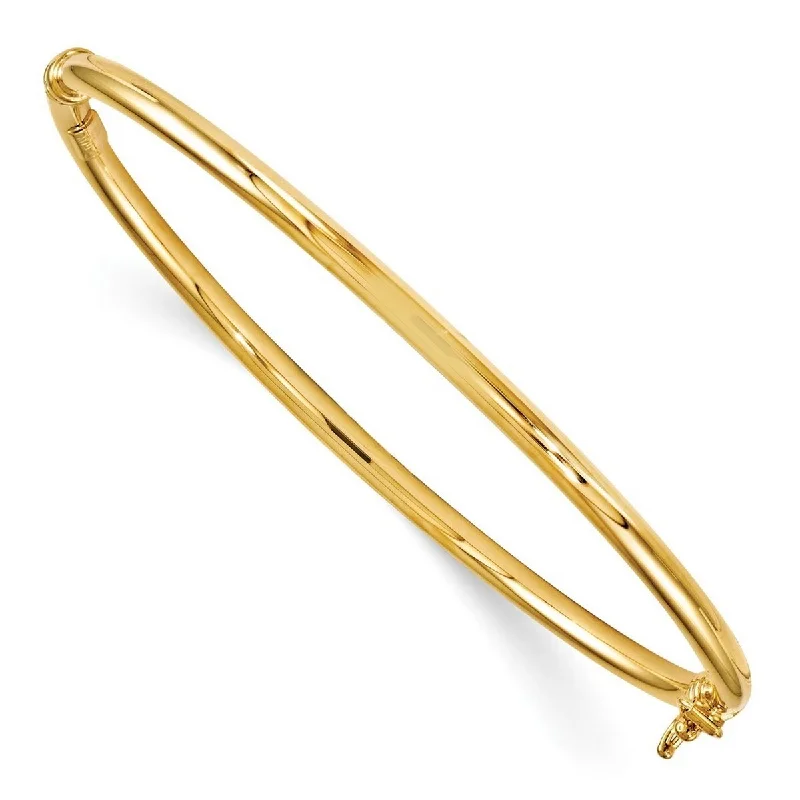 women gemstone bangles and bracelets -Curata 14k Yellow Gold Safety clasp Polished Hinged Bangle Bracelet