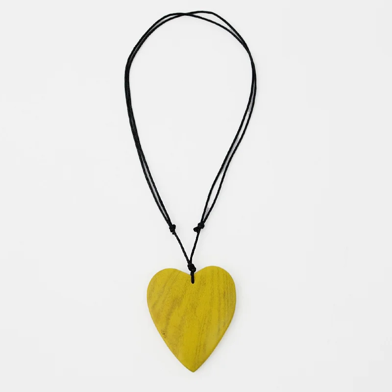 women gold choker necklaces -Yellow Gabi Heart Wood Necklace